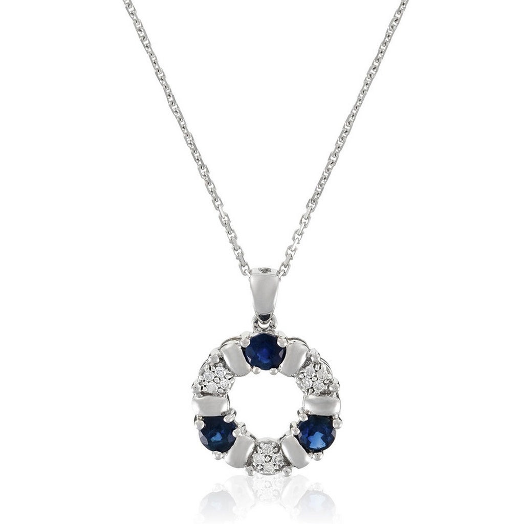 Pendentif "Port Royal" Diamants 0,05/12 & Saphirs 0,54/3 - Or Blanc 375/1000