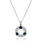 Pendentif "Port Royal" Diamants 0,05/12 & Saphirs 0,54/3 - Or Blanc 375/1000