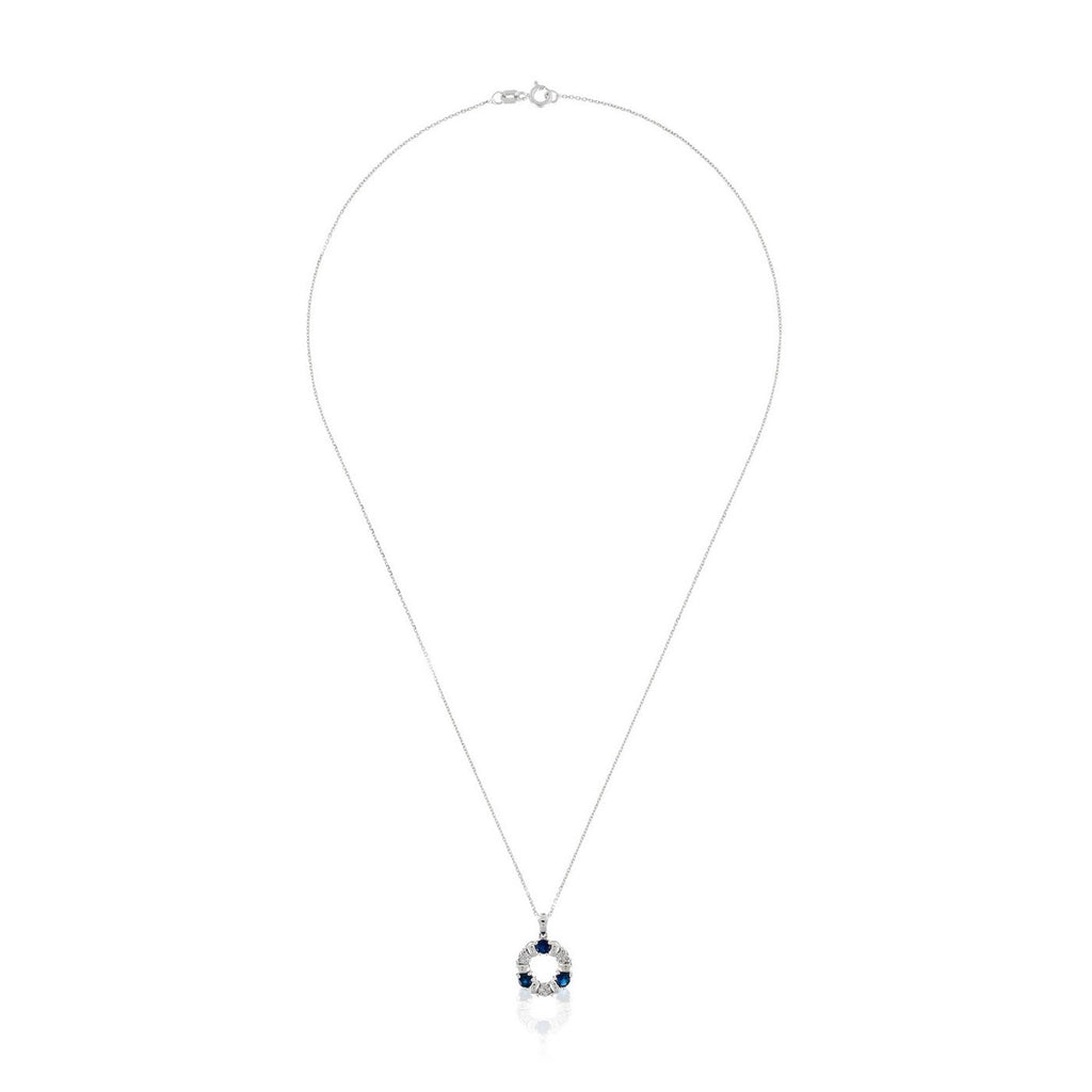 Pendentif "Port Royal" Diamants 0,05/12 & Saphirs 0,54/3 - Or Blanc 375/1000