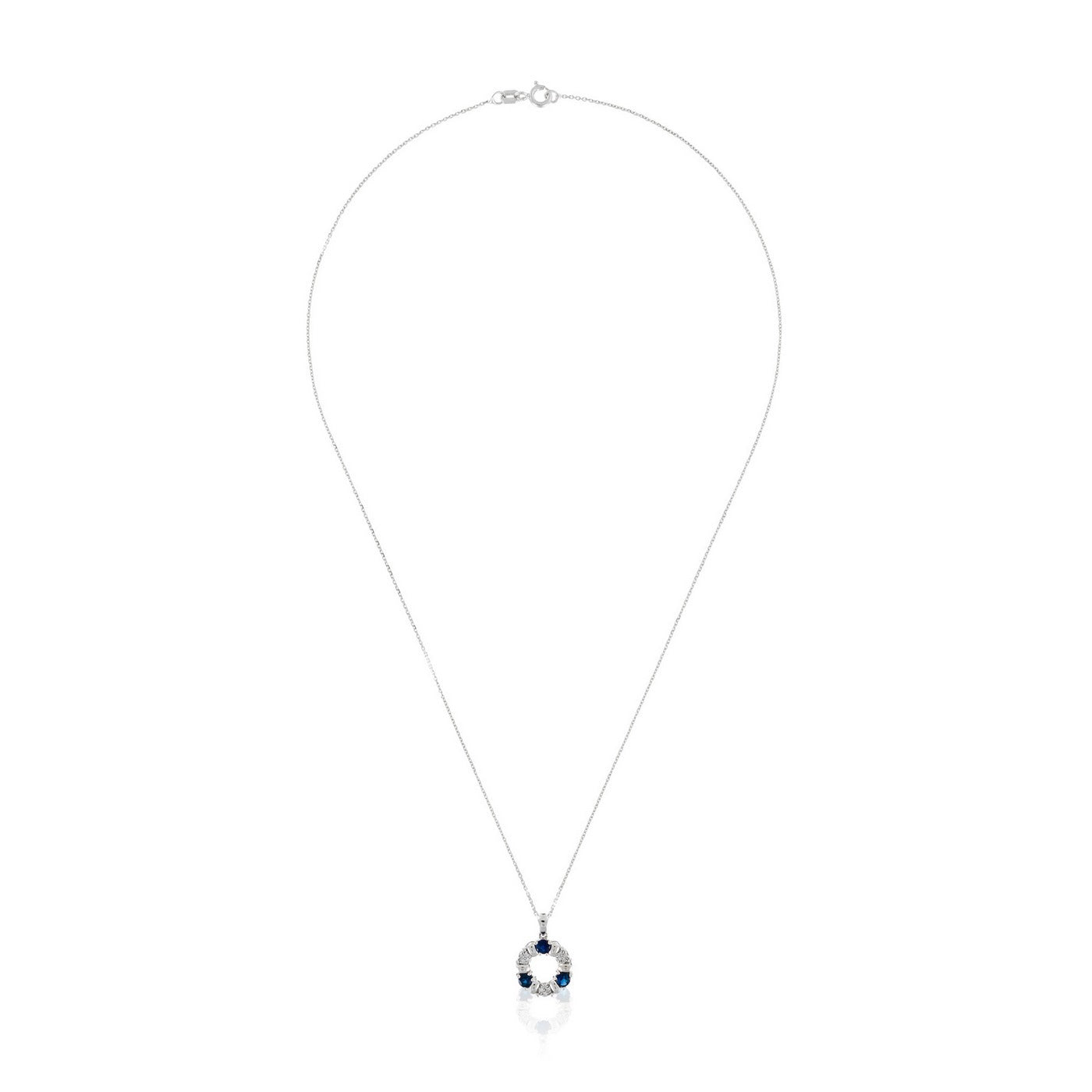Pendentif "Port Royal" Diamants 0,05/12 & Saphirs 0,54/3 - Or Blanc 375/1000
