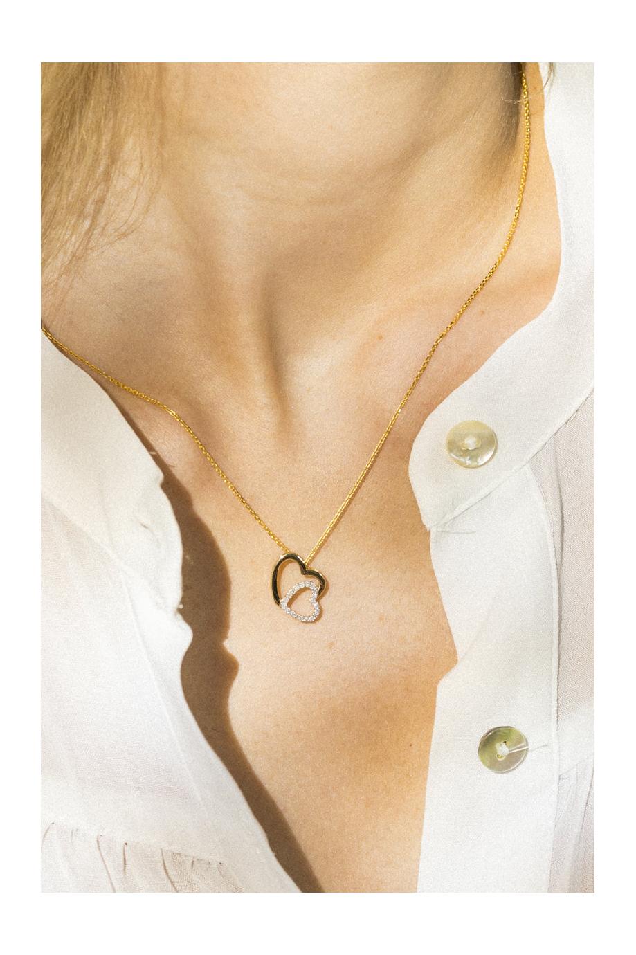 Pendentif "Two Ever" Or Jaune Et Diamant 0,11/20