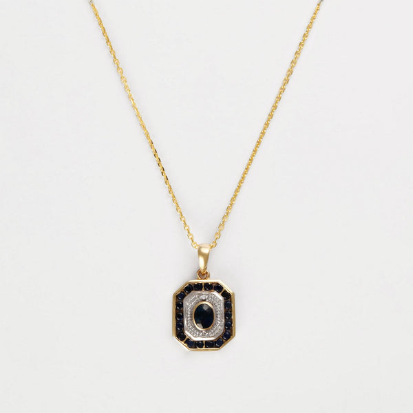 Pendentif "Saphirs Filants" D0,005/2; Sa0,79/19 - Or Jaune 375/1000