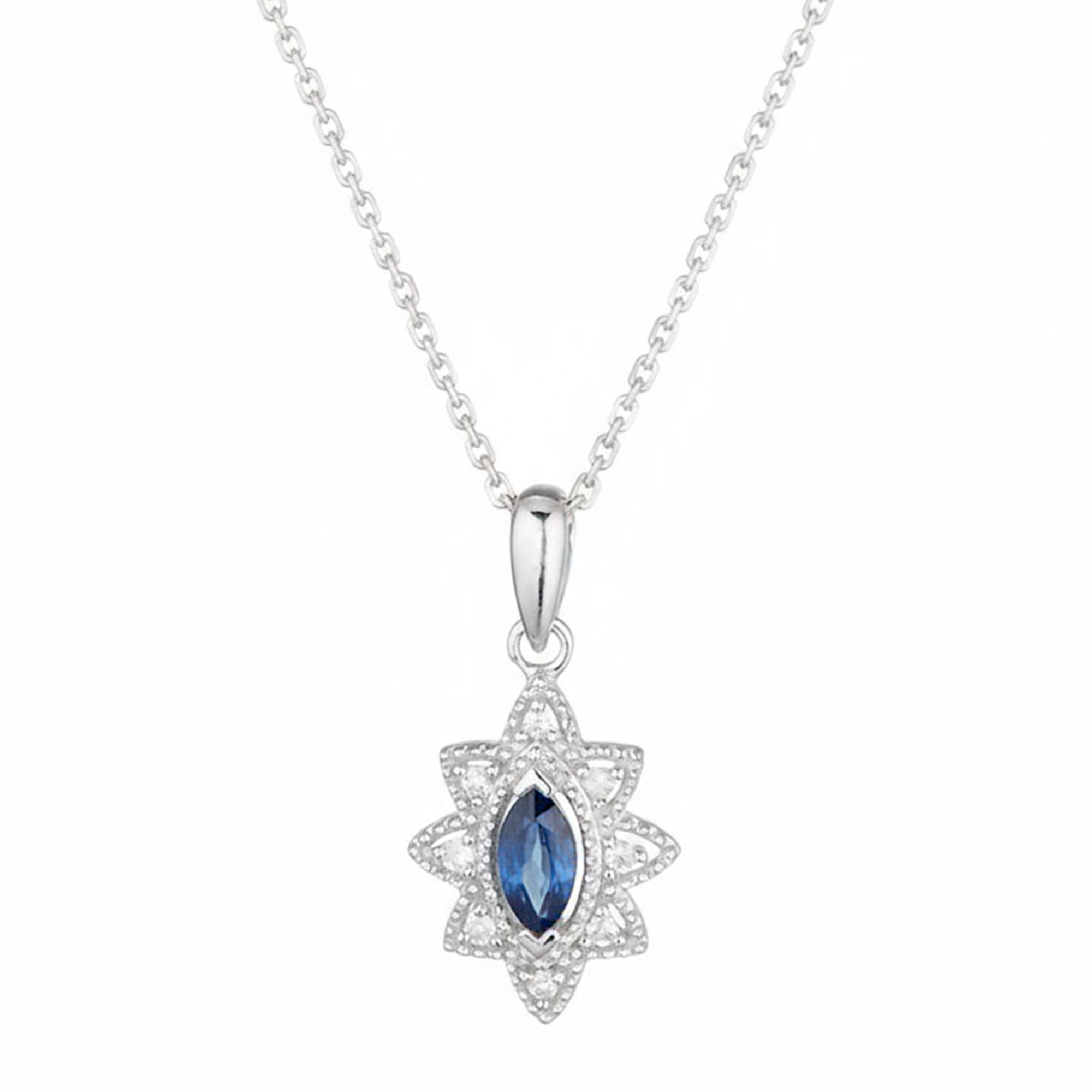 Pendentif "Solona" D 0,044/8 Saphir 0,21/2 - Or Blanc 375/1000