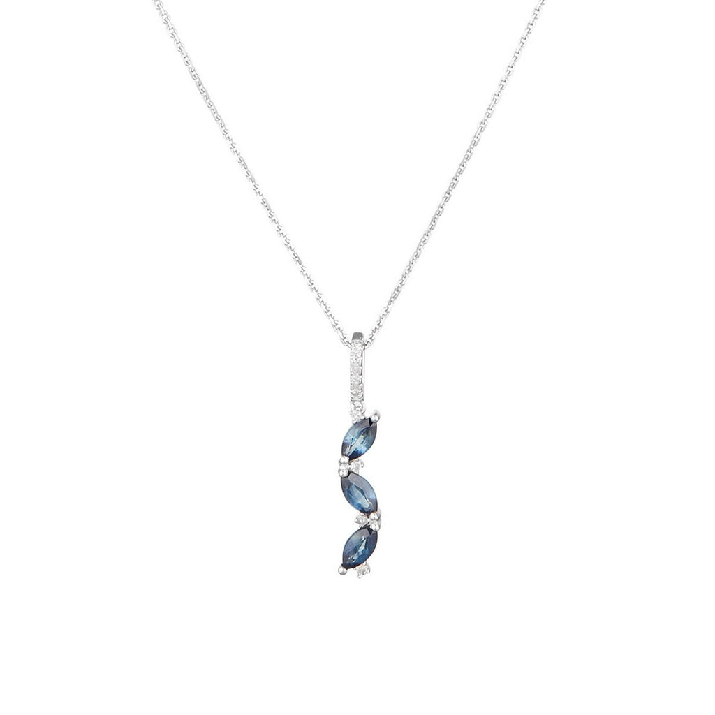 Pendentif "Parmalys " D 0,043/10 Saphir 0,63/3 - Or Blanc 375/1000