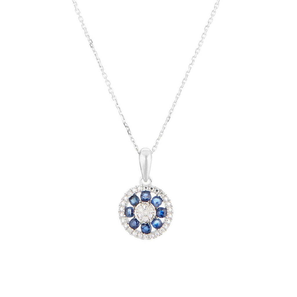Pendentif "Medana" D 0,036/8 Saphir 0,8/8 - Or Blanc 375/1000