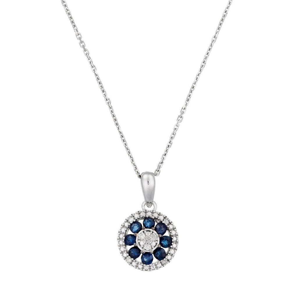 Pendentif "Medana" D 0,036/8 Saphir 0,8/8 - Or Blanc 375/1000