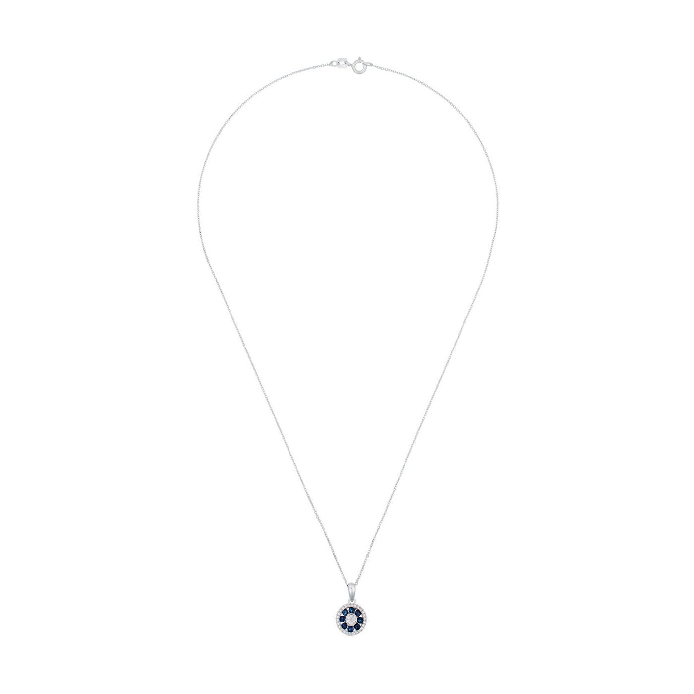 Pendentif "Medana" D 0,036/8 Saphir 0,8/8 - Or Blanc 375/1000