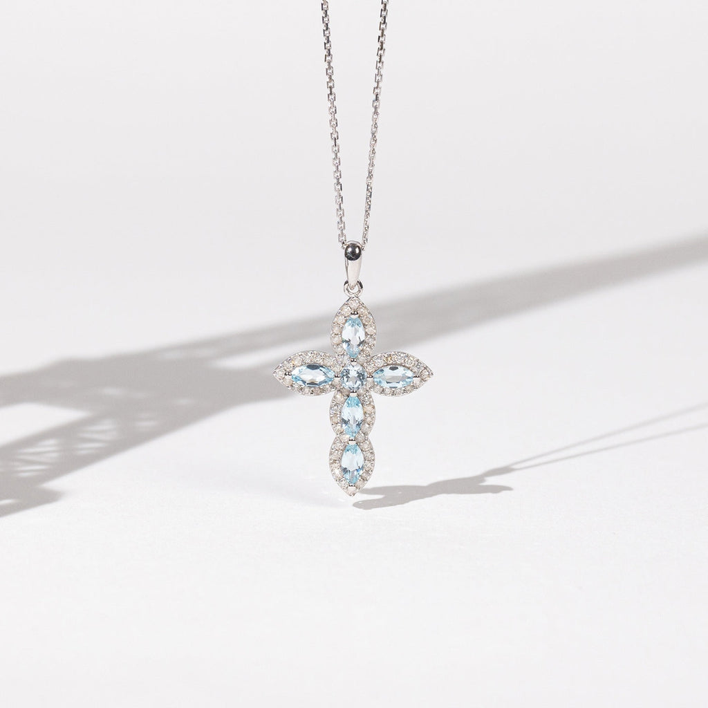 Pendentif "Beka" D 0,391/62 Blue Topaze 1,215/6 - Or Blanc 375/1000