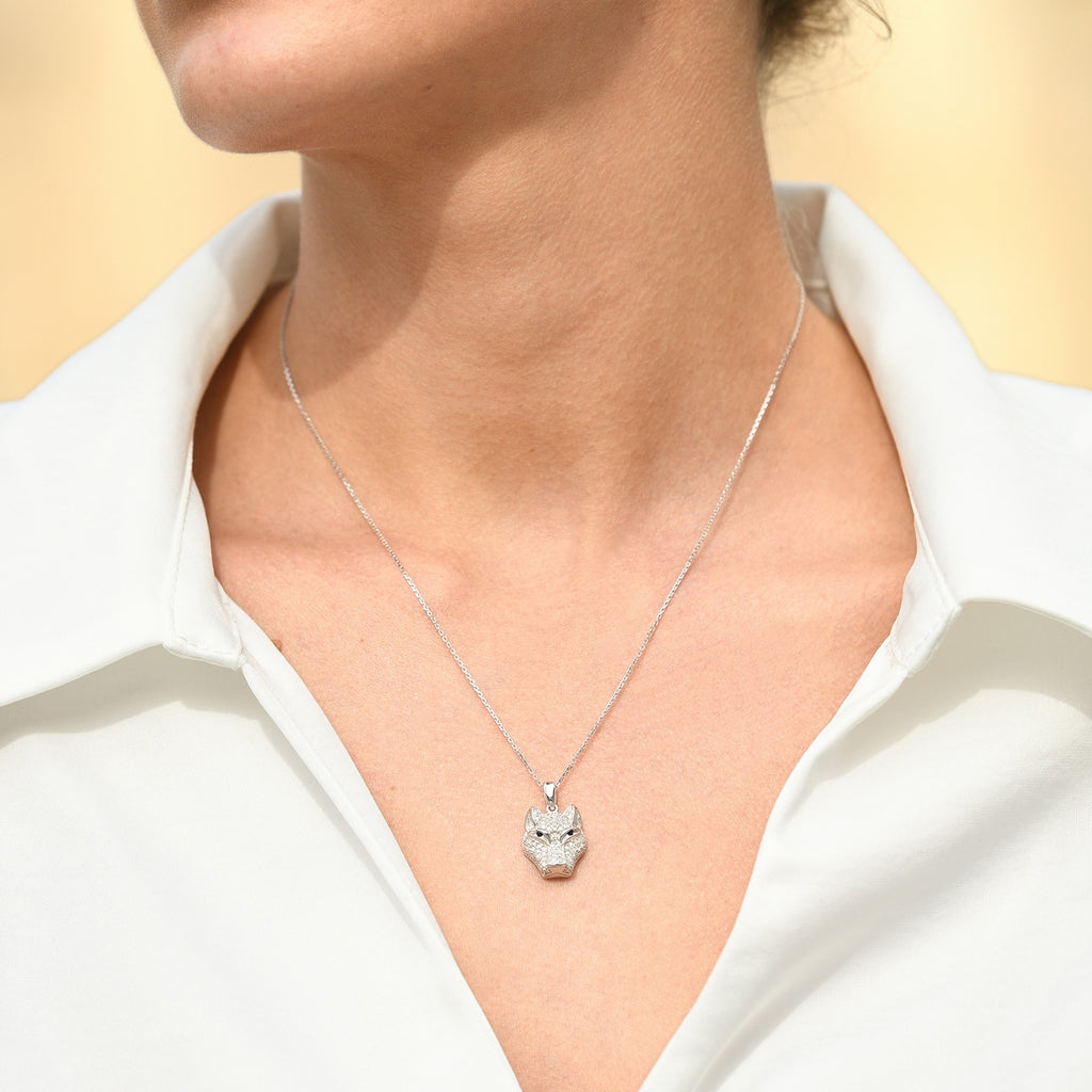Pendentif "Panthère" D0,542/69 & Saphir 0,034/2 - Or Blanc 375/1000