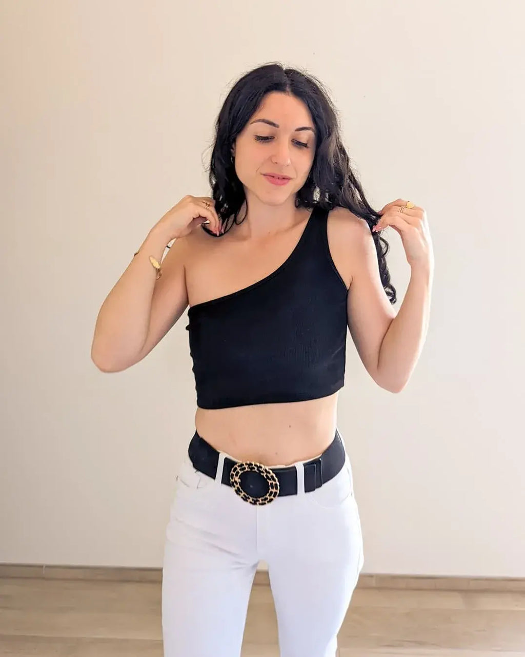 Crop Top Noir Asymétrique - Ilana