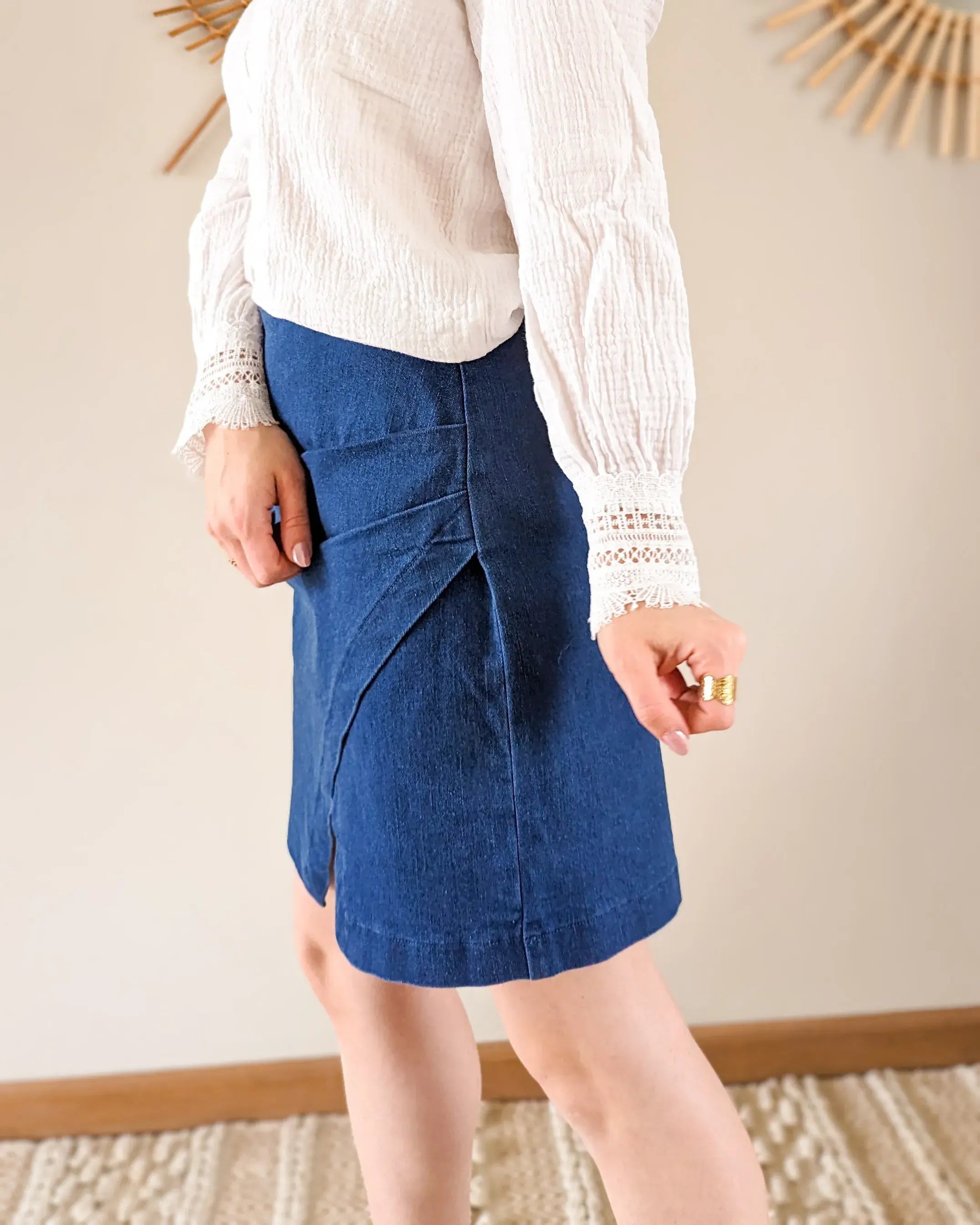 Jupe En Jean Bleu Denim - Heather