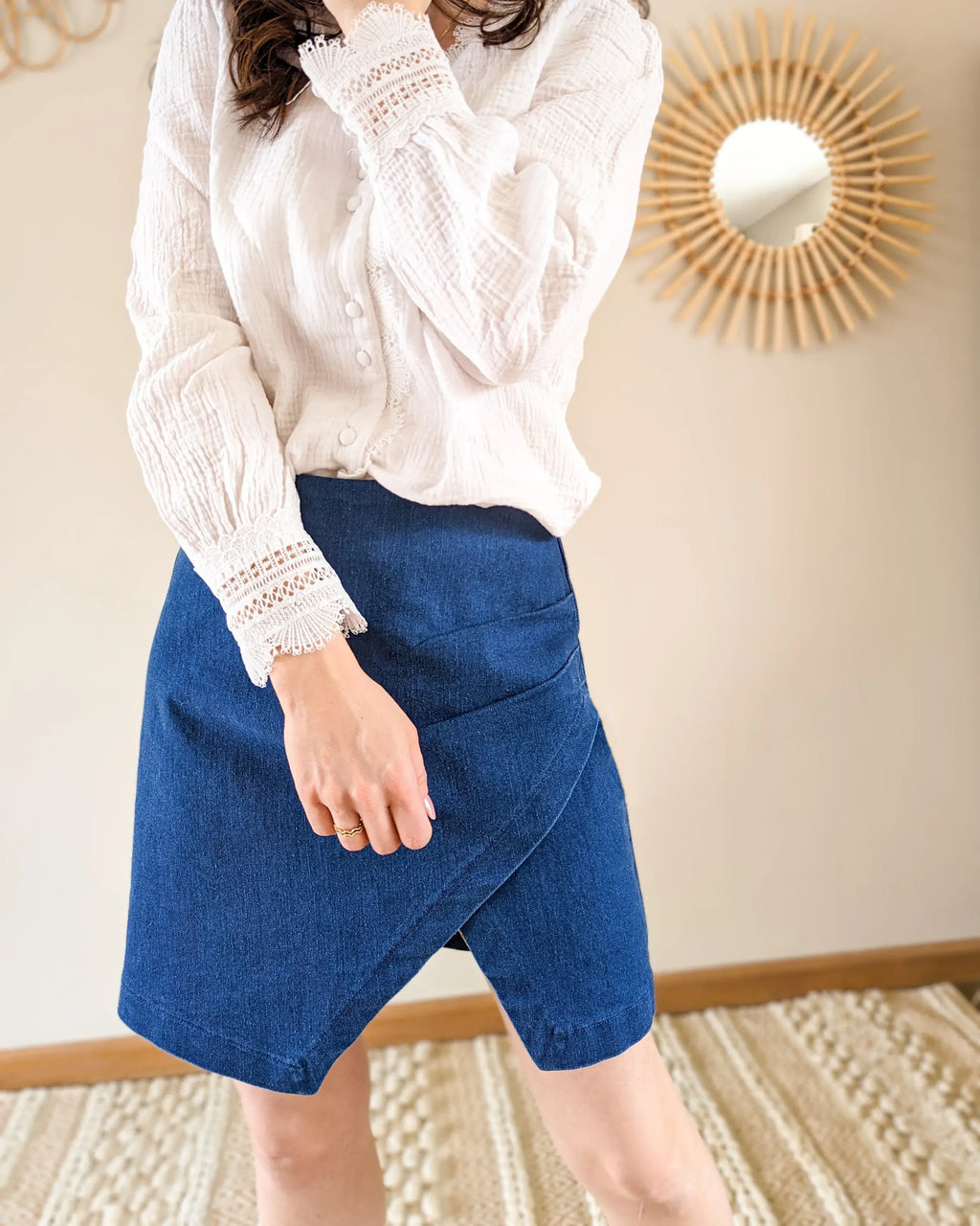 Jupe En Jean Bleu Denim - Heather