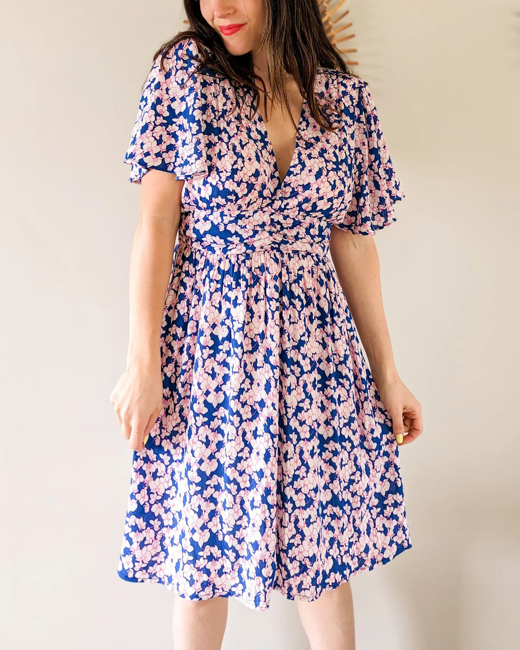 Robe Courte À Fleurs - Ambre