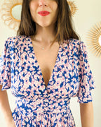 Robe Courte À Fleurs - Ambre