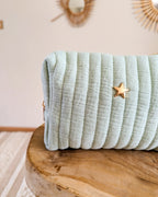 Trousse En Coton Matelassé - Atelier Paname Vert D'Eau