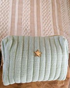 Trousse En Coton Matelassé - Atelier Paname Vert D'Eau