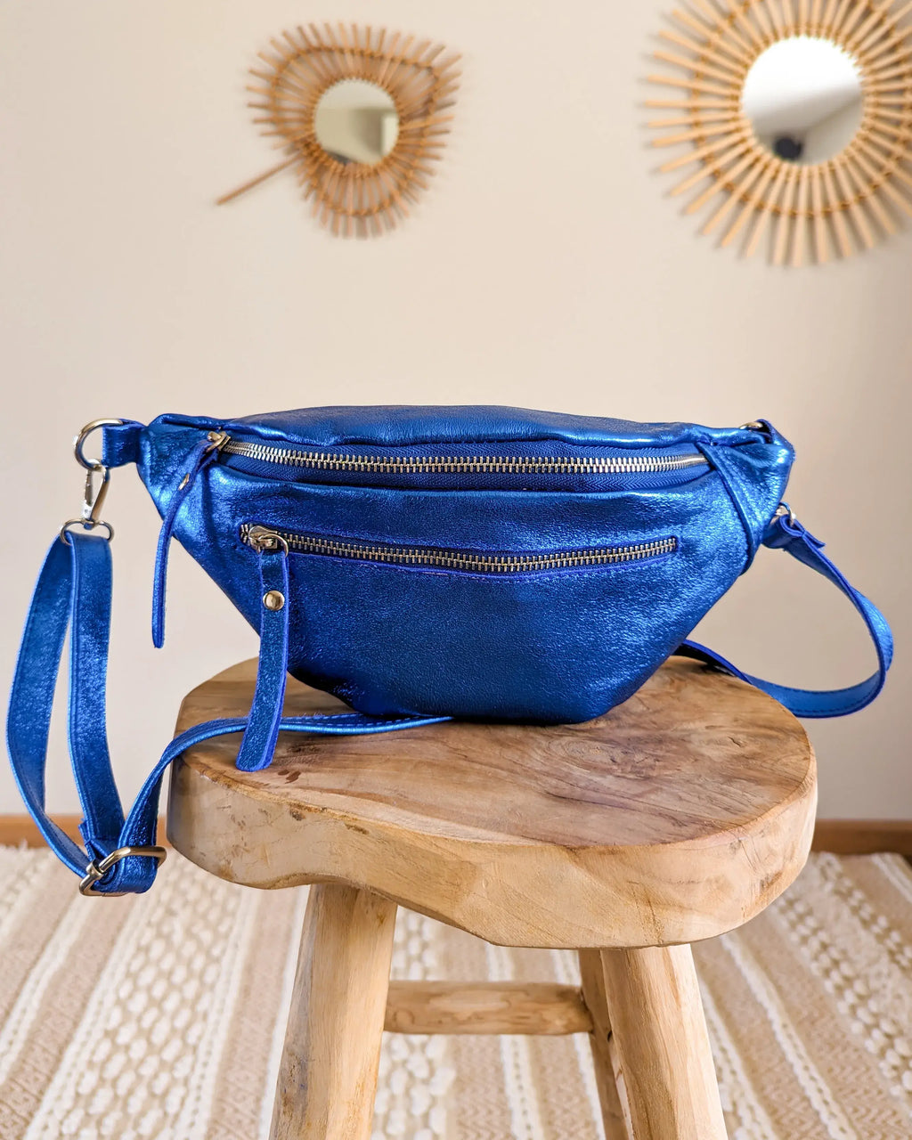 Sac Banane En Cuir - Chuck Bleu Électrique