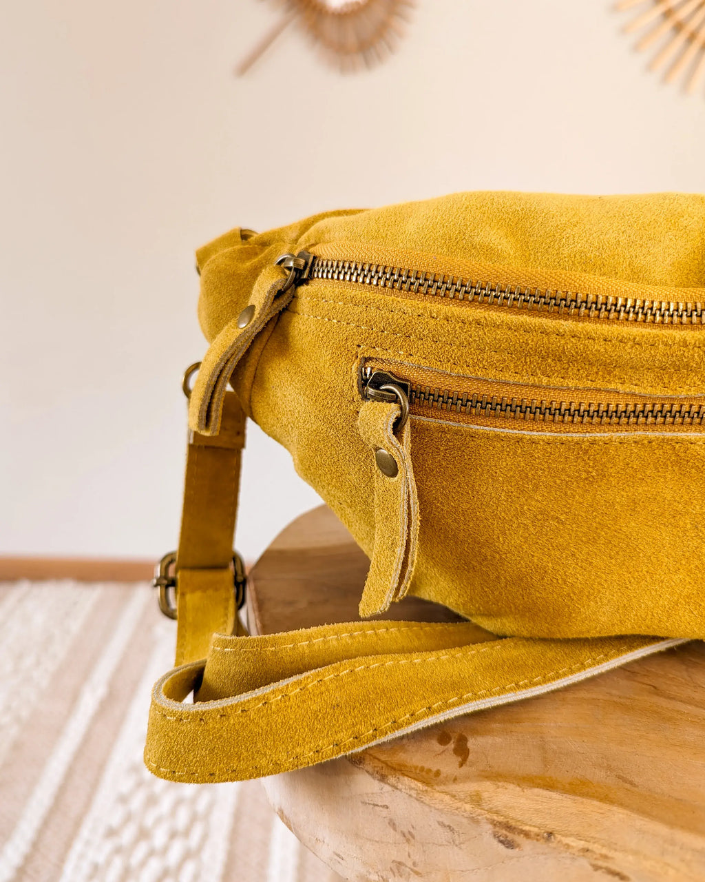 Sac Banane En Cuir Velours - Hunter Jaune