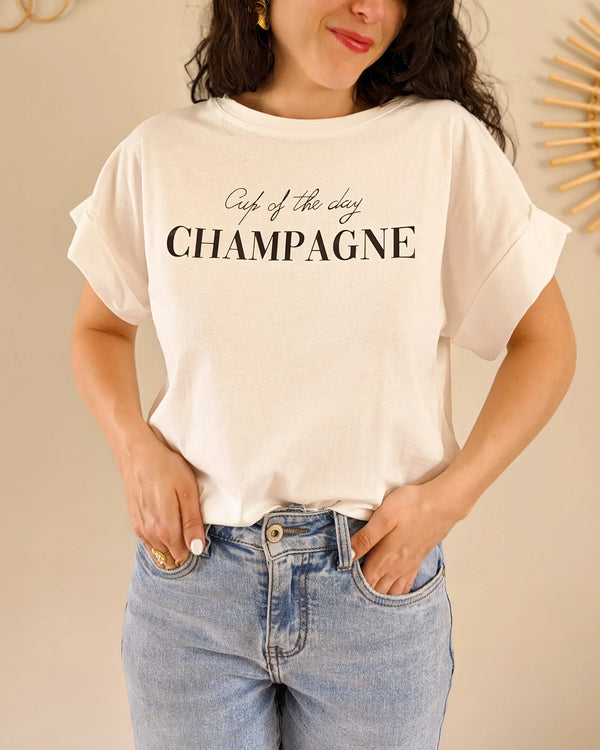 T-Shirt Blanc - Champagne