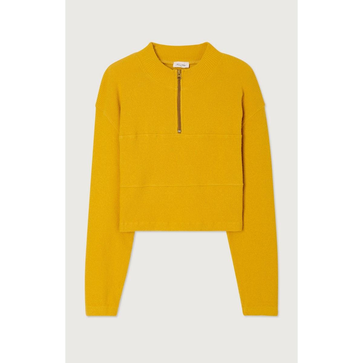 Sweat ML Col Zippe - Moutarde - Femme