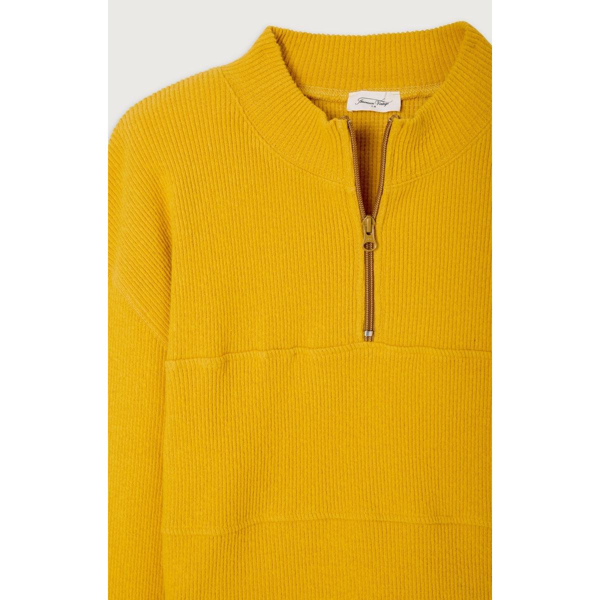 Sweat ML Col Zippe - Moutarde - Femme