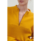 Sweat ML Col Zippe - Moutarde - Femme