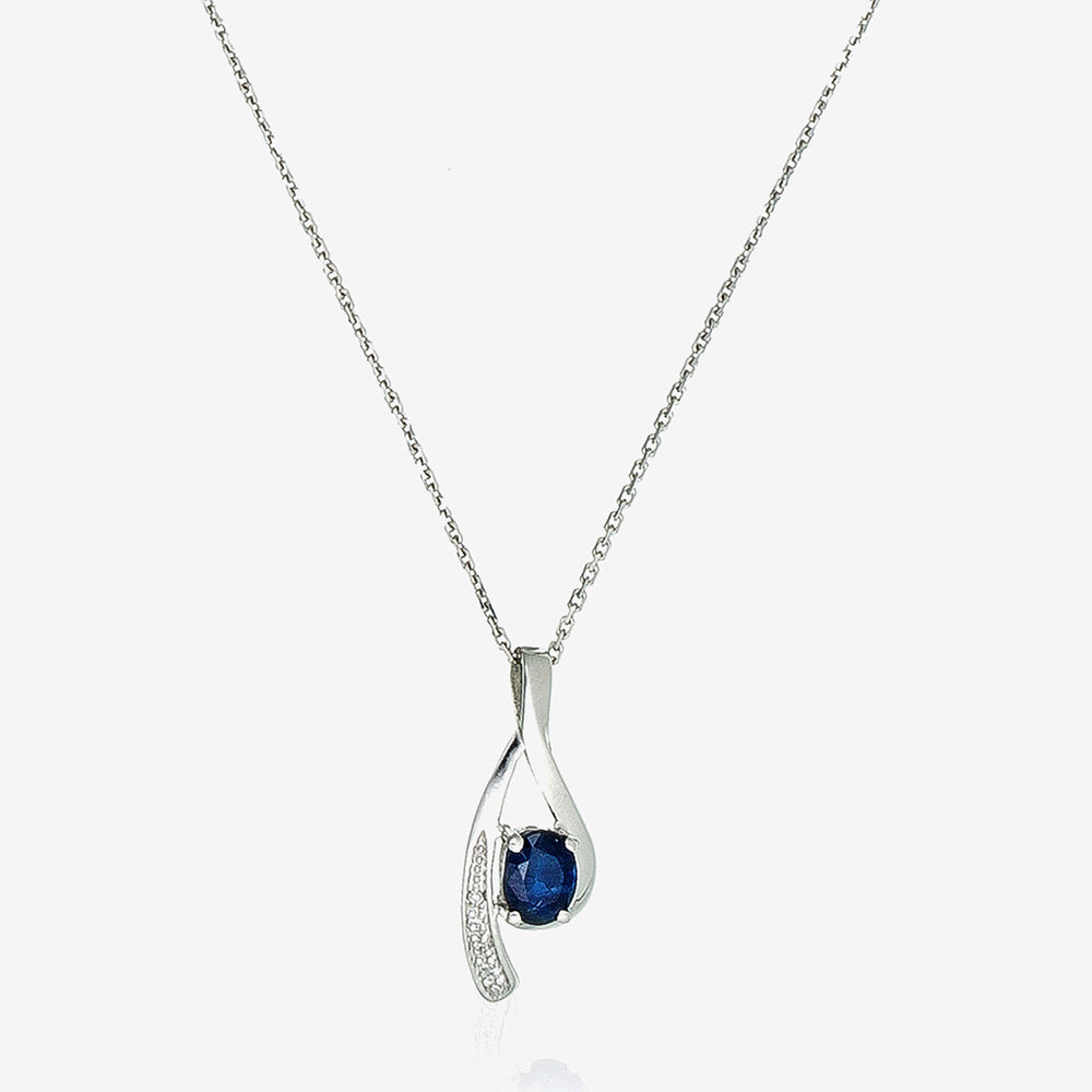 Pendentif "Lana" Diamants 0,02Ct/5 + Saphir 0,57Ct/1