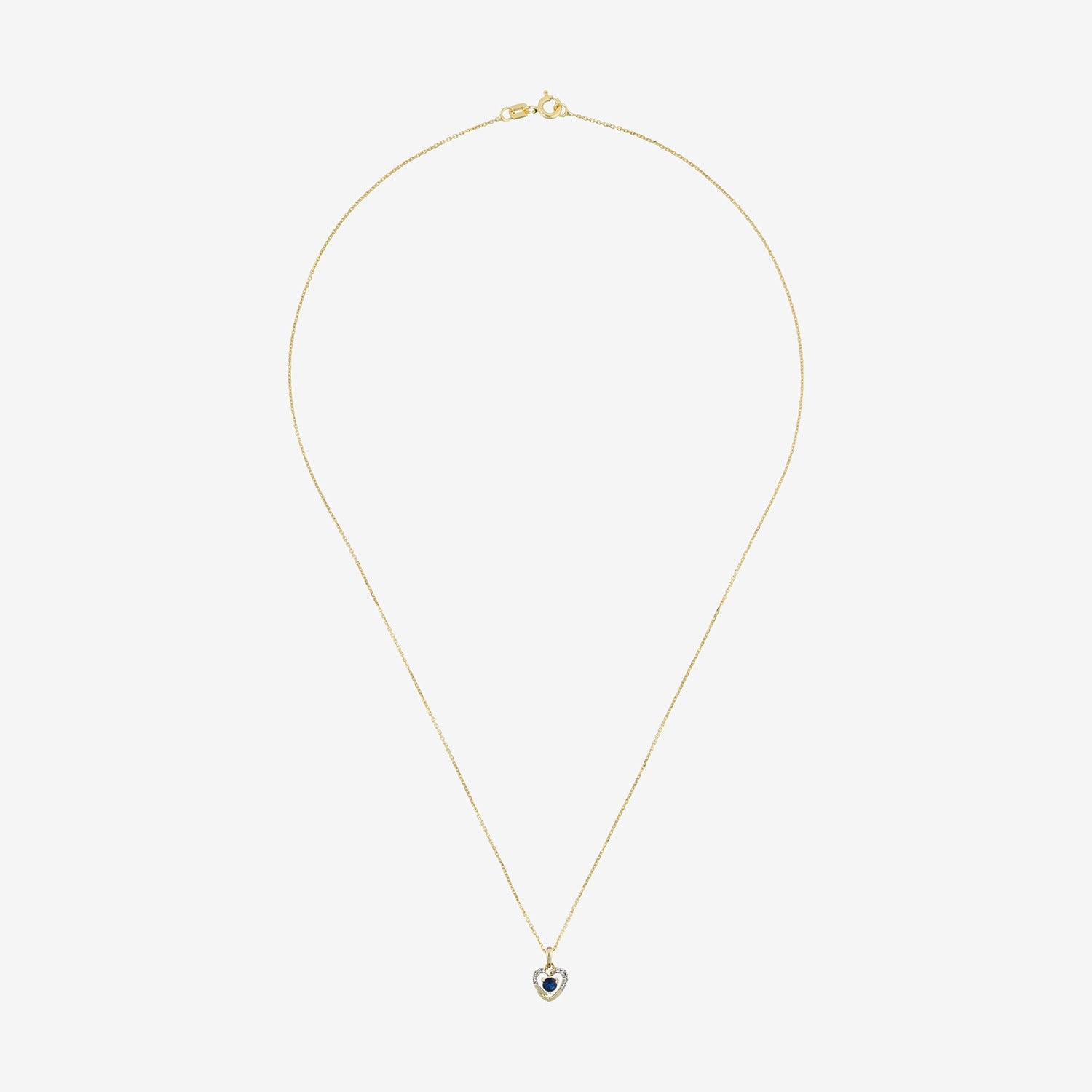 Pendentif "Heart" Diamants 0,02Ct/7 Et Saphir 0,16Ct/1