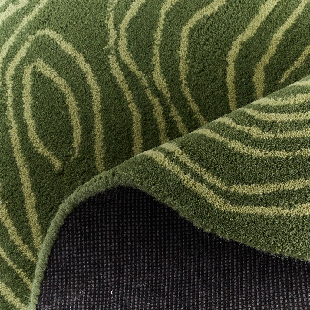 Cèdre blanc – Tapis en laine en forme organique - Vert Cèdre blanc