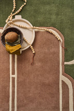 Cèdre blanc – Tapis en laine vert et marron Cèdre blanc