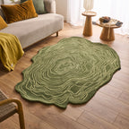 Cèdre blanc – Tapis en laine en forme organique - Vert Cèdre blanc