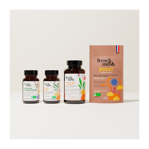 French Mush compléments alimentaires à base d'extraits de champignons médicinaux biologiques fabriqués en France Le Pack Best Seller - gélules -