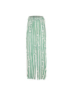 Pantalon June Vert Palmier – Tatiane de Freitas – pantalon de plage à taille haute,  jambes larges fluides, matière légère, poches, imprimé "Esprit d'été éternel", beachwear chic femme Lyon