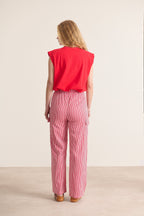 Pantalon cargo rayé avec poches bas tendance motifs rayures et pois avec tissu jacquard nouveautés printemps été Garance
