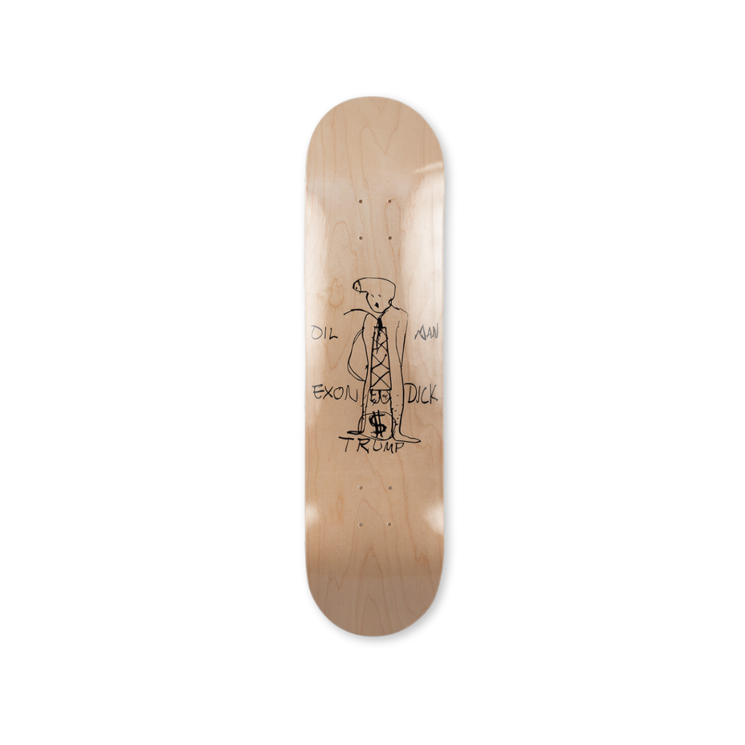 Paul McCarthy's Oil Man skateboard art by the skateroom