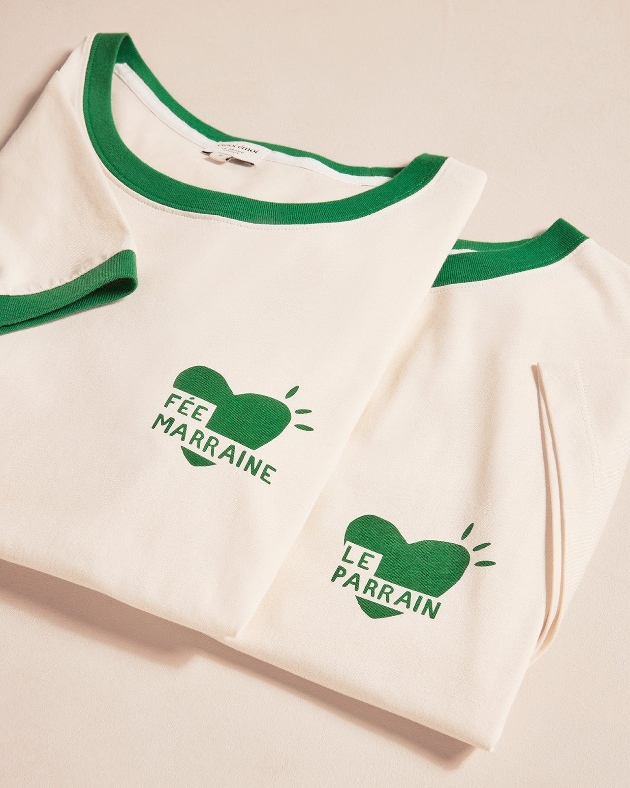 Le T-Shirt Coeur Le Parrain En Coton Bio - Crème