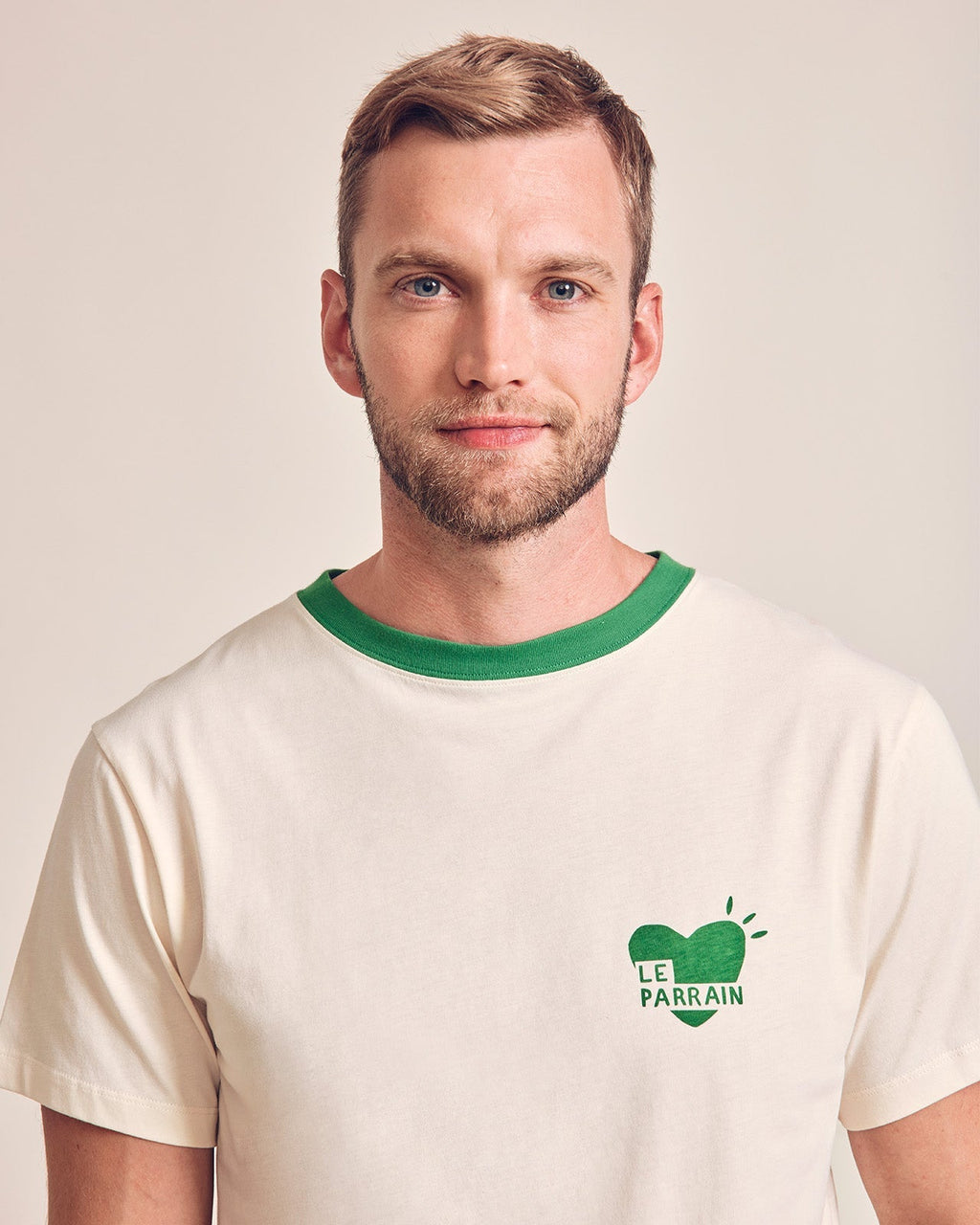 Le T-Shirt Coeur Le Parrain En Coton Bio - Crème