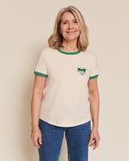 Le T-Shirt Coeur Mamie Chérie En Coton Bio - Crème