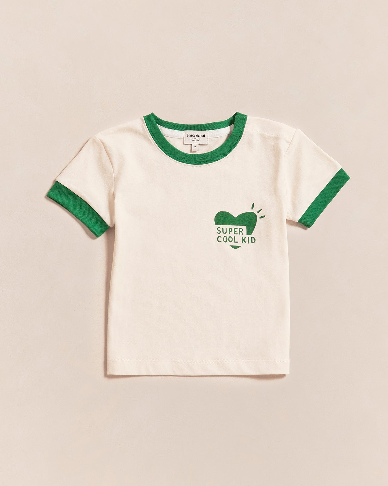 Le T-Shirt Coeur Super Cool Kid En Coton Bio - Crème