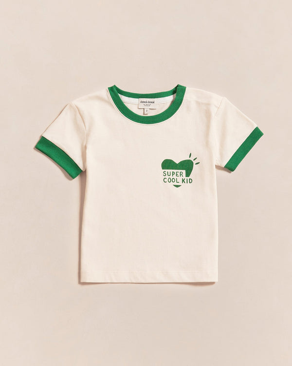 Le T-Shirt Coeur Super Cool Kid En Coton Bio - Crème