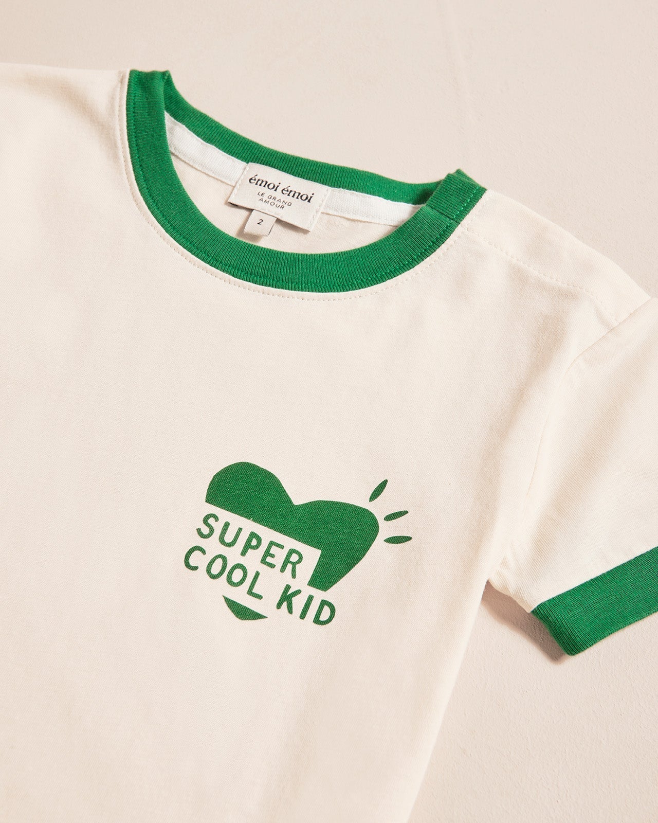 Le T-Shirt Coeur Super Cool Kid En Coton Bio - Crème
