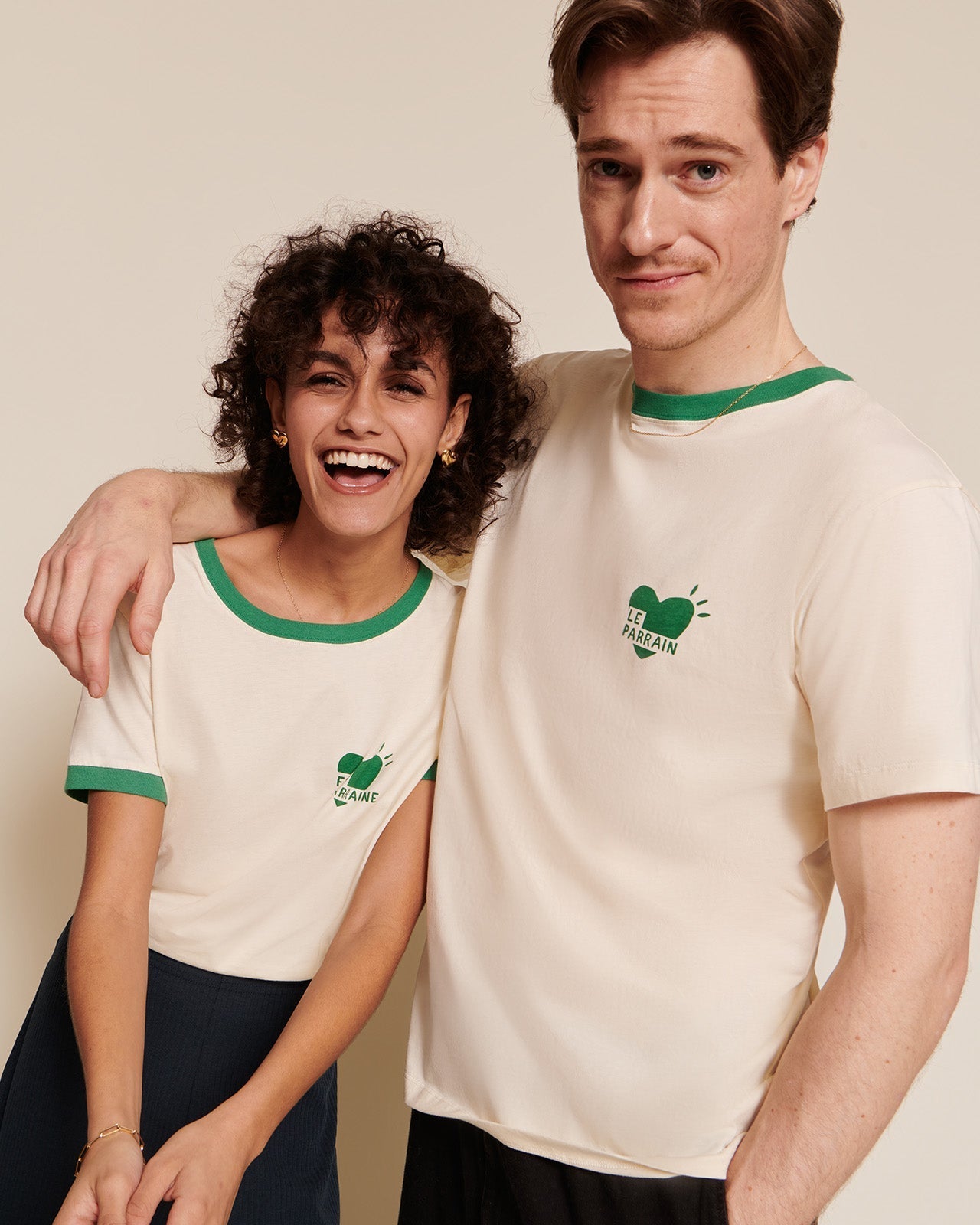 Le T-Shirt Coeur Le Parrain En Coton Bio - Crème