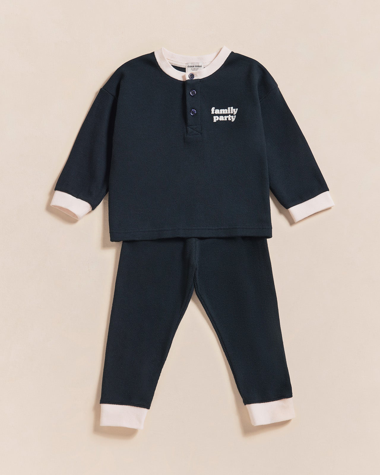 Le Pyjama Family Party Enfant En Coton Bio Nid D'Abeille - Charbon