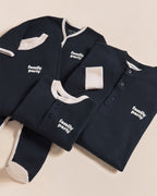 Le Pyjama Family Party Homme En Coton Bio Nid D'Abeille - Charbon