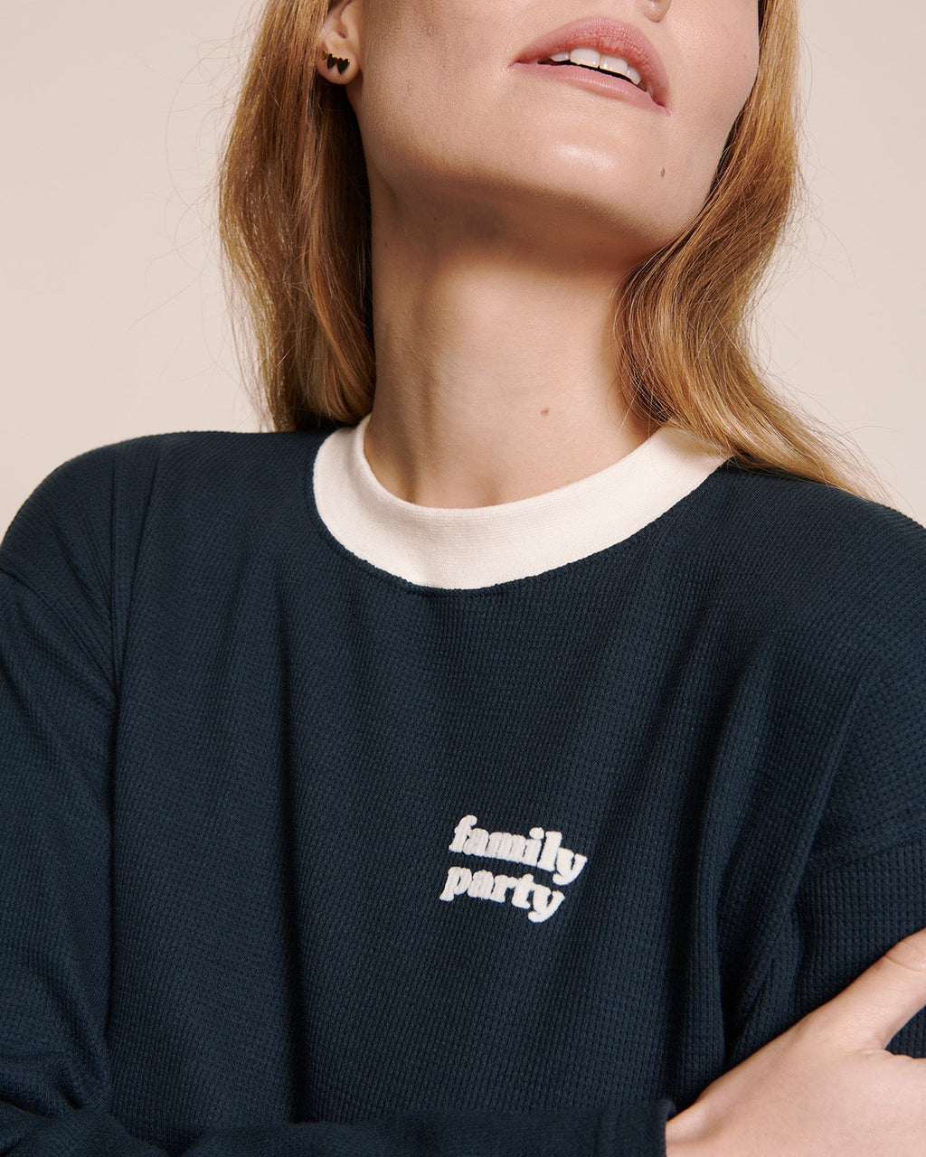 Le Haut De Pyjama Family Party Femme En Coton Bio Nid D'Abeille - Charbon