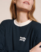 Le Haut De Pyjama Family Party Femme En Coton Bio Nid D'Abeille - Charbon
