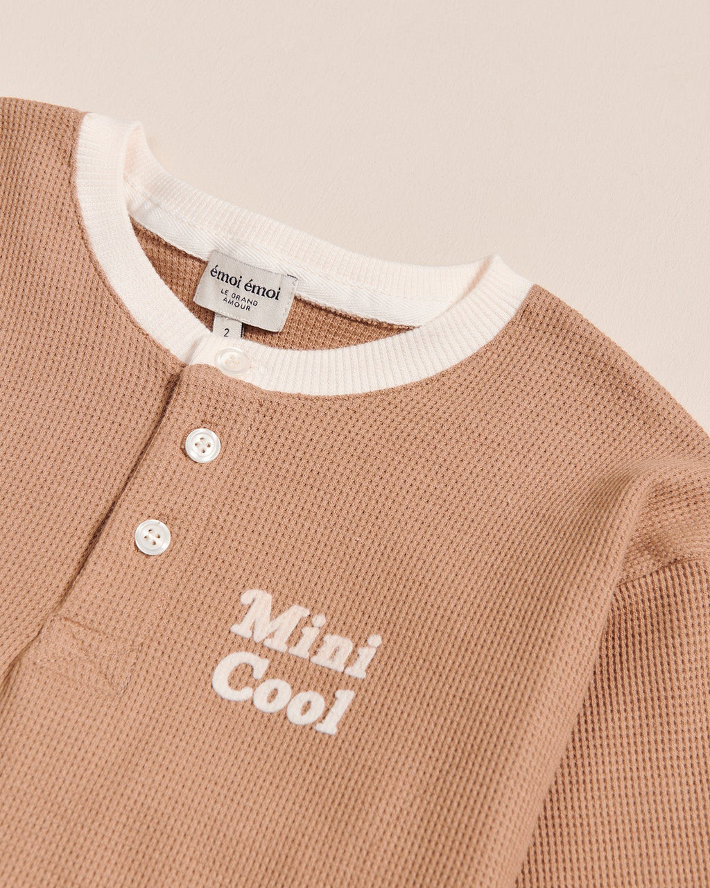 L'Ensemble De Pyjama Mini Cool En Coton Bio Nid D'Abeille - Praliné