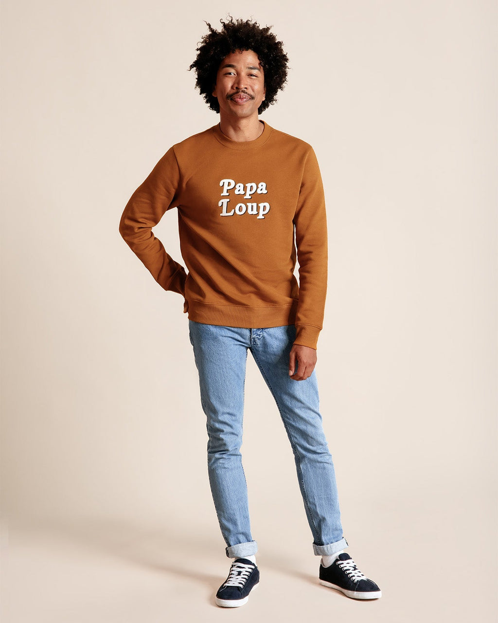 Le Sweat Papa Loup En Coton Bio - Caramel