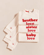 Le Sweat Brodé Sister Love En Coton Bio - Crème Et Rouge