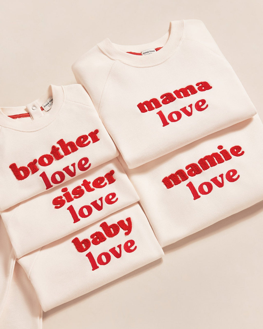 Le Sweat Brodé Sister Love En Coton Bio - Crème Et Rouge